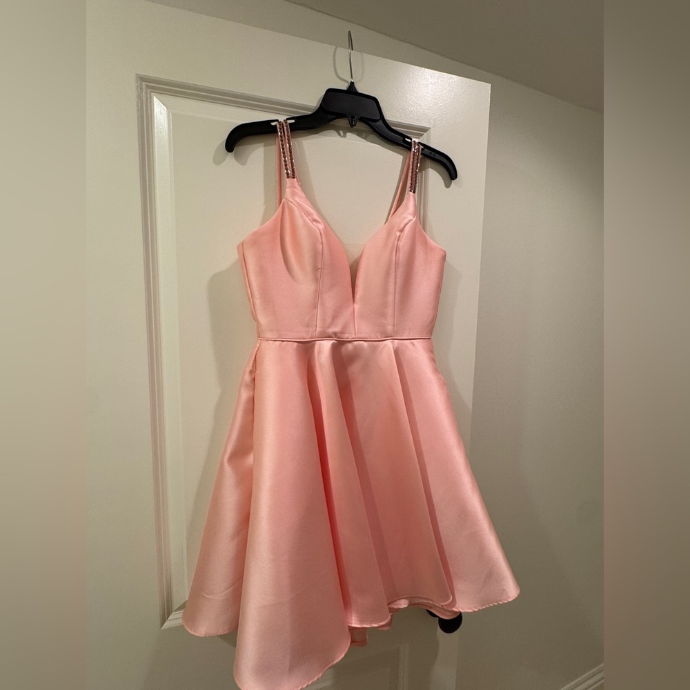 Alyce Paris Pink Fit and Flare Spaghetti Strap Dress